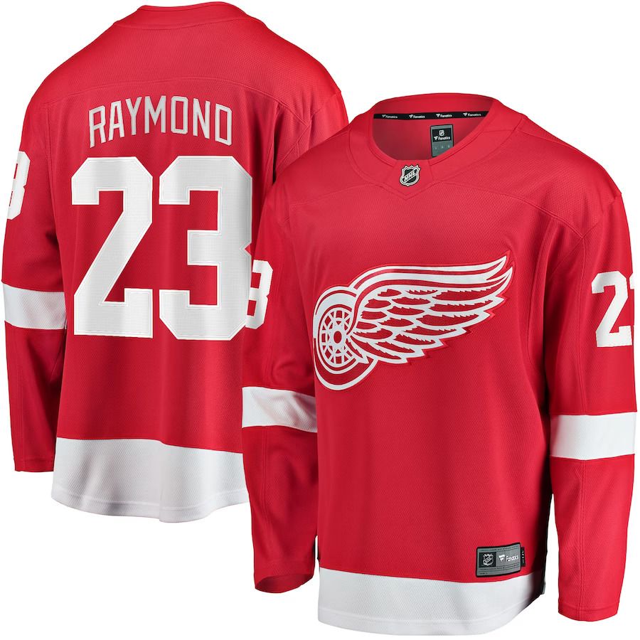 Men Detroit Red Wings 23 Lucas Raymond Fanatics Branded Red Home Breakaway Player NHL Jersey
